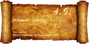 Adamek Ipoly névjegykártya